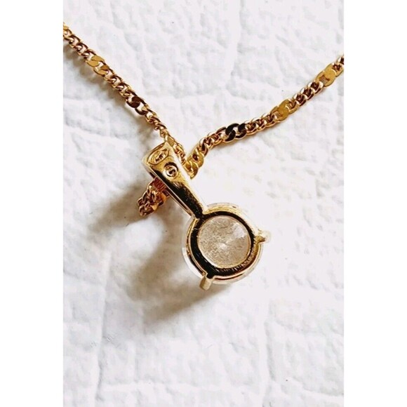 SWAROVSKI SWAN CRYSTAL SOLITAIRE PENDANT GOLD PLATED  18" CHAIN NECKLACE - Picture 5 of 7